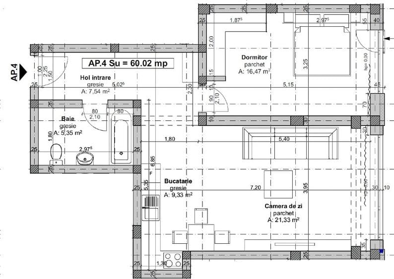Apartament cu 2 camere decomandat, mobilat în Dumbrăvița