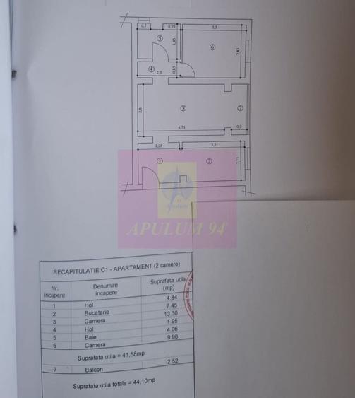 Apartament cu 2 camere semidecomandat în Platoul Izvor