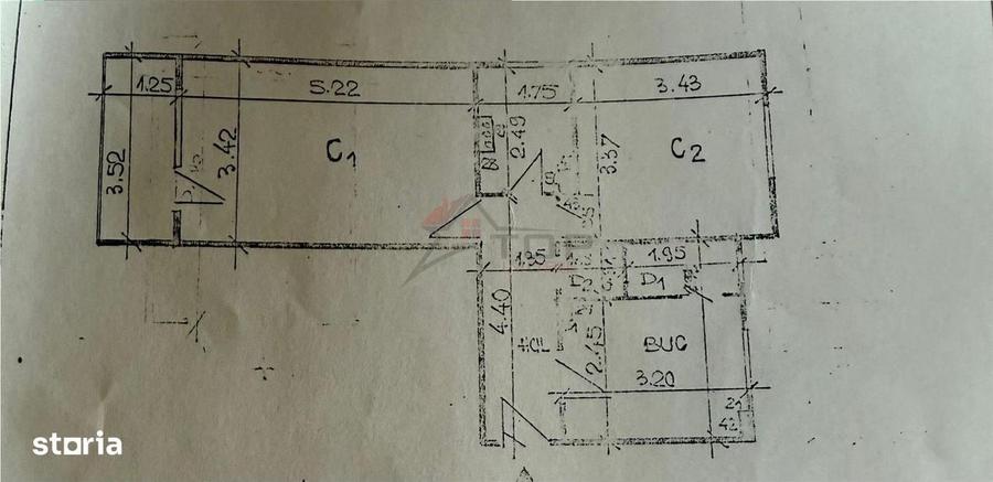 Apartament cu 2 camere decomandat în Arcu