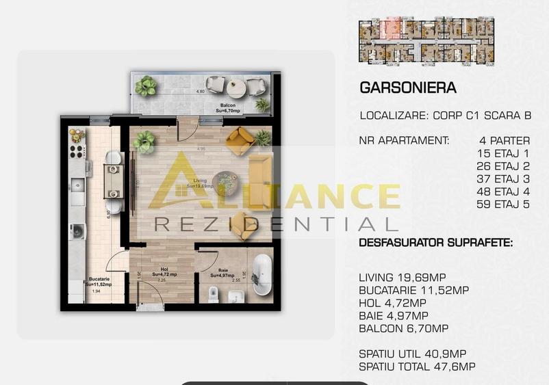 Apartament cu 2 camere decomandat în Est