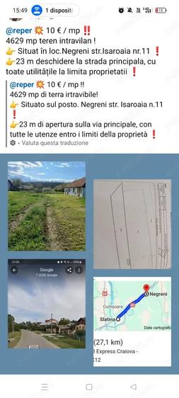 Teren de 4629 mp, în Negreni
