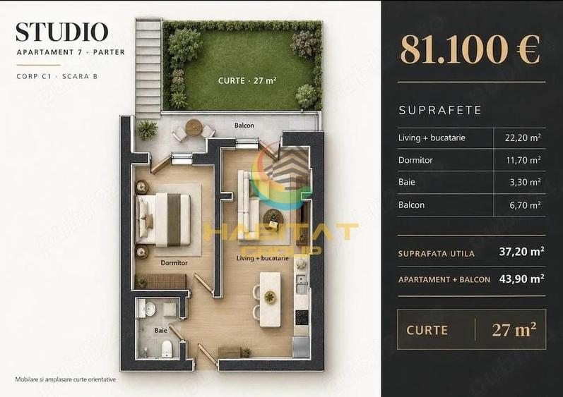 Apartament cu 2 camere nedecomandat în Sud-Vest