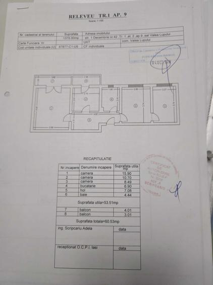 Apartament cu 3 camere semidecomandat în Valea Lupului