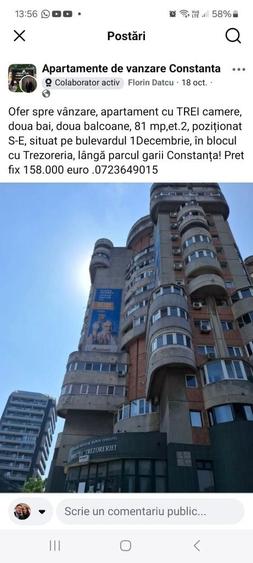 Apartament cu 3 camere decomandat în Central