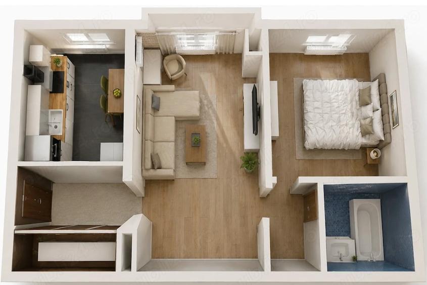 Apartament cu 2 camere semidecomandat în Mihai Bravu