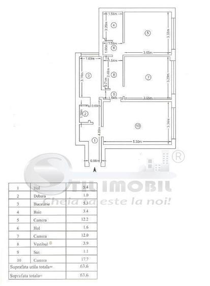 Apartament cu 3 camere decomandat în Centru Civic
