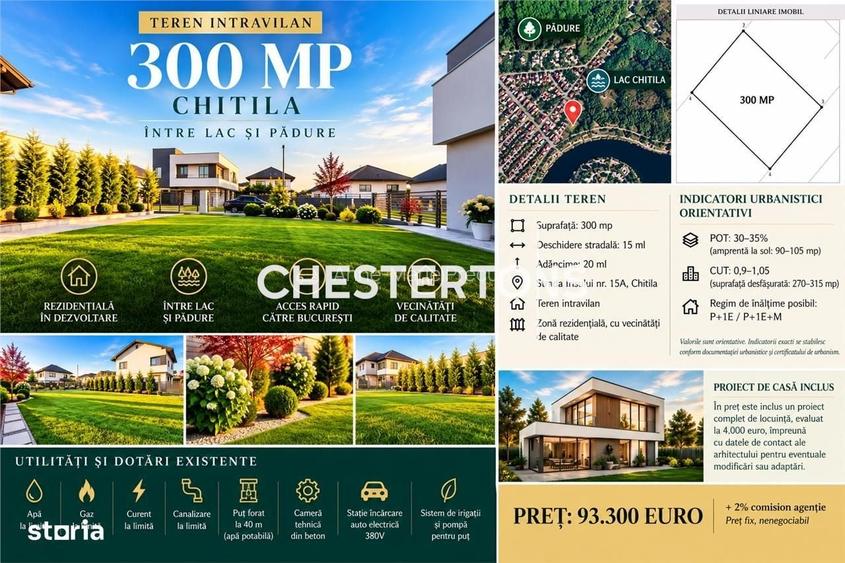 Teren intravilan 300 mp Chitila Intre lac si padure Utilitati si pro