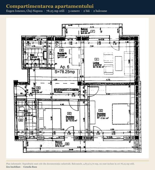 Apartament cu 3 camere semidecomandat în Europa