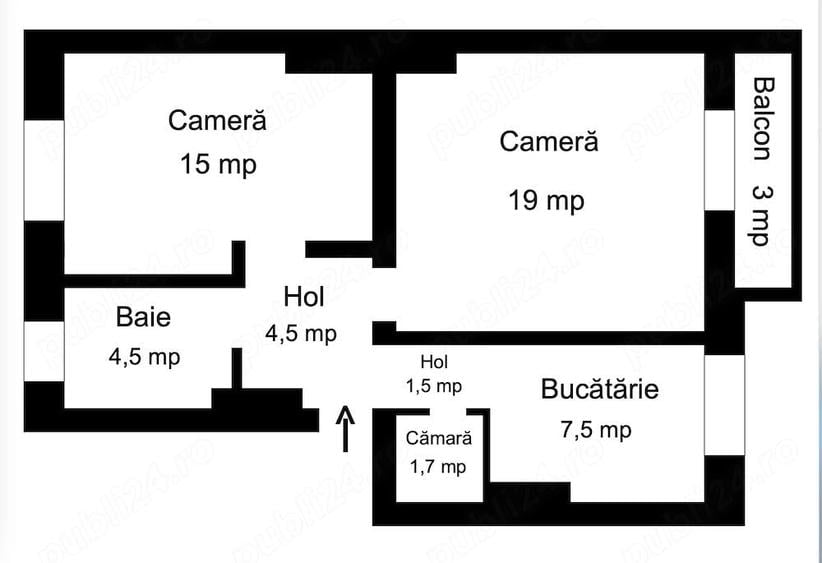 Apartament cu 2 camere decomandat în Bălcescu