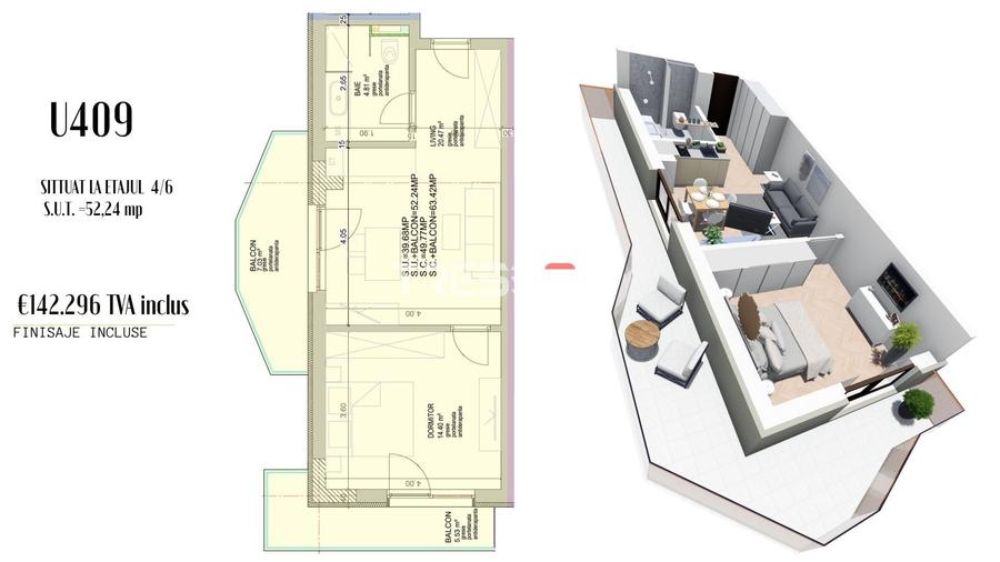 Apartament cu 2 camere în Central