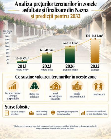 Teren Construcții intravilan de 500 mp, în Nazna