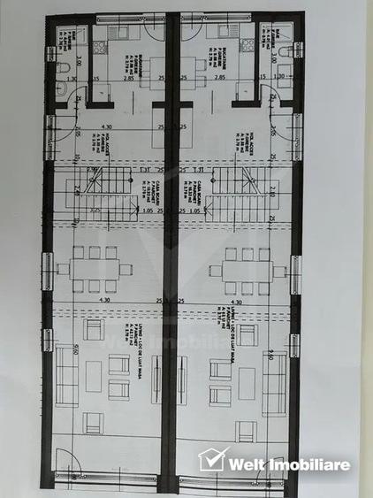 Duplex cu 4 camere cu Canalizare în Dâmbul Rotund