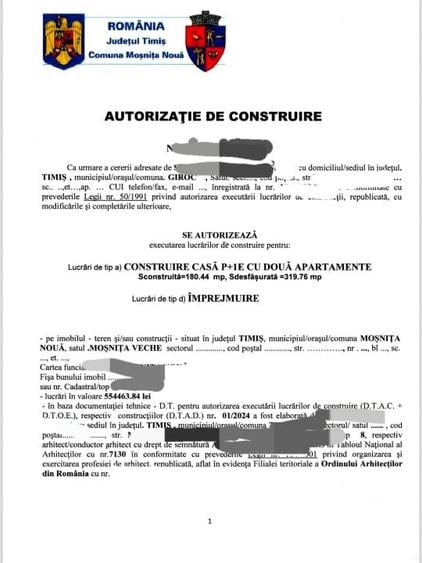 Teren Construcții intravilan de 611 mp, în Moșnița Nouă