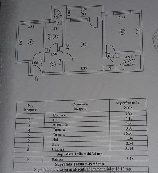 Apartament cu 3 camere semidecomandat în Viziru 1