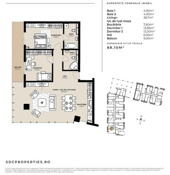 Apartament cu 3 camere semidecomandat în Mărăști
