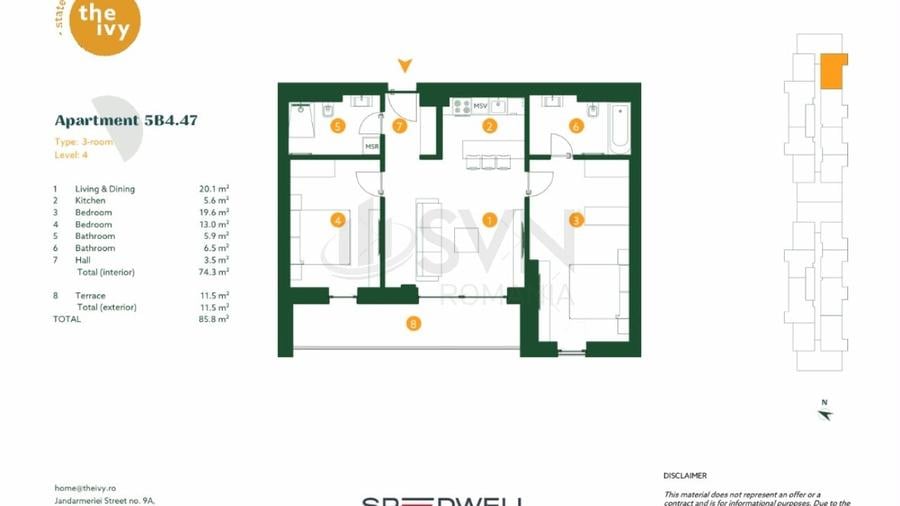 Apartament cu 3 camere semidecomandat, mobilat în Băneasa