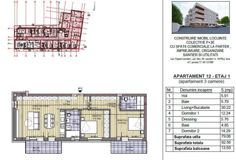 Apartament 3 camere | Bucătărie open-space | 89,56 mp utili | Bloc Boutique P+3 - 10
