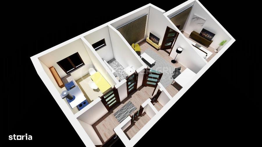 Apartament cu 2 camere nedecomandat în Tudor Vladimirescu