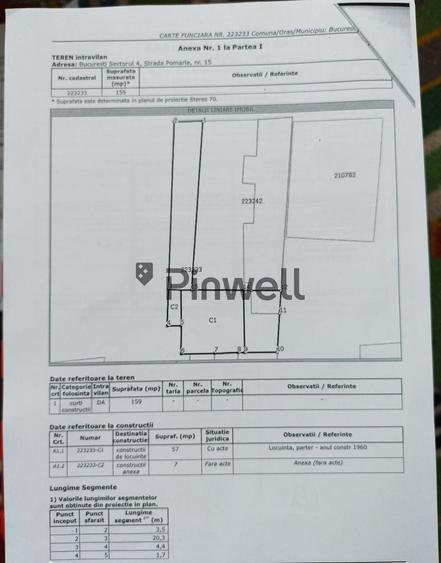 Teren Construcții intravilan de 382 mp, în Berceni