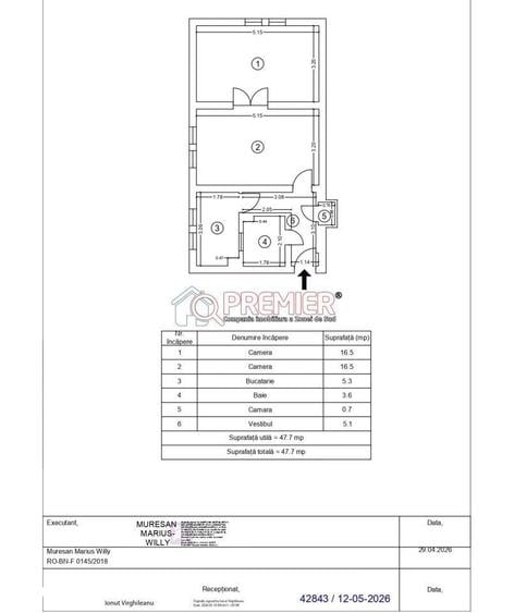 Apartament cu 2 camere în Giurgiului