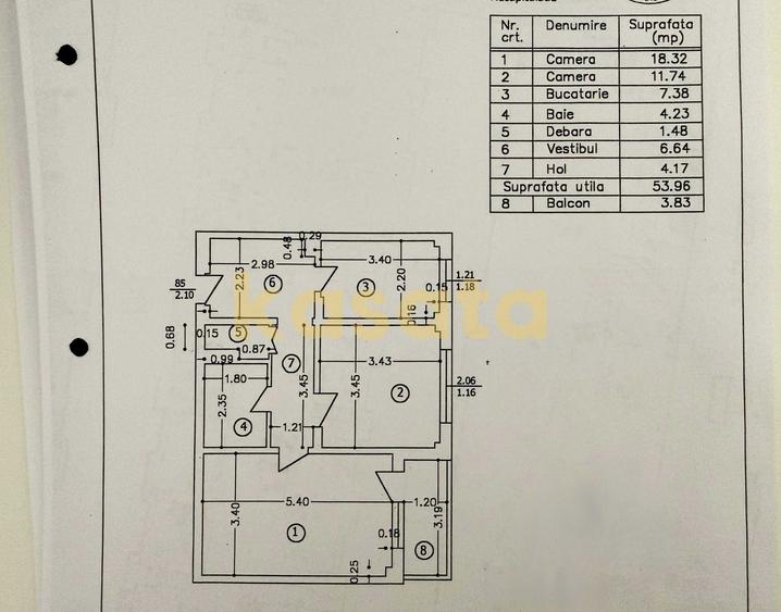 Apartament cu 2 camere decomandat, mobilat în Ozana