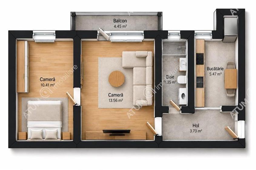 Apartament cu 2 camere nedecomandat, mobilat în Hipodrom 4