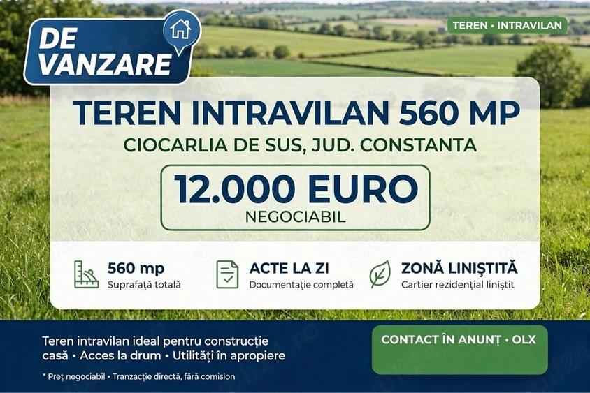 Teren de 560 mp, în Ciocârlia