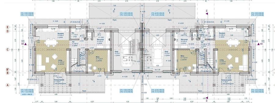 Duplex cu 5 camere cu Canalizare în Chinteni