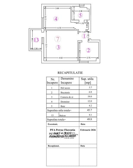 Apartament cu 2 camere decomandat în Central