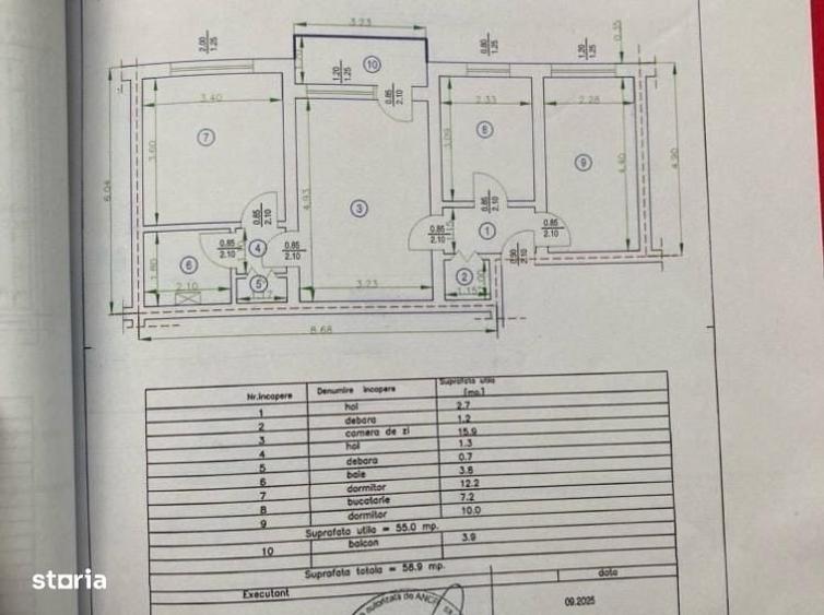 Apartament cu 3 camere în Central