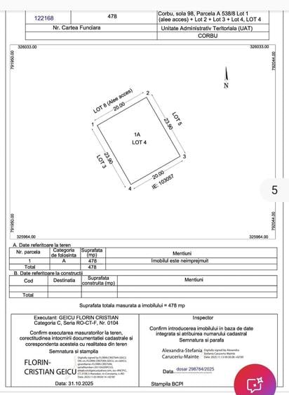 Teren Construcții de 478 mp, în Corbu