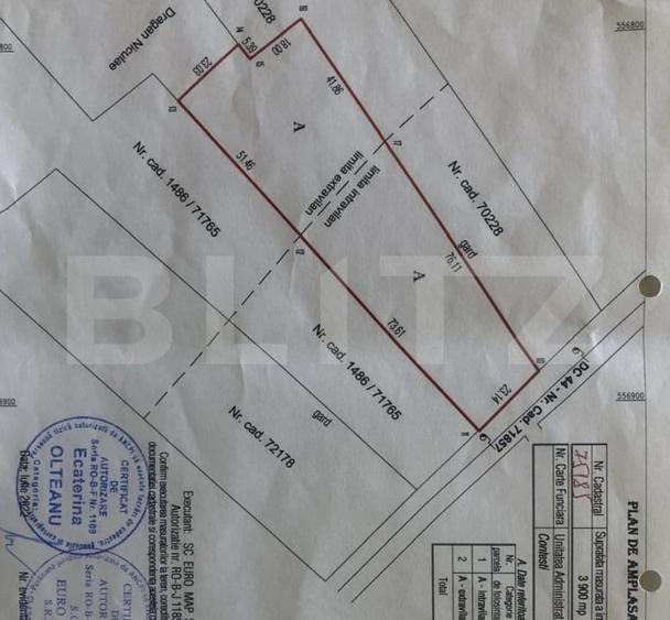 Teren Construcții intravilan de 3900 mp, în Mereni (Conțești)