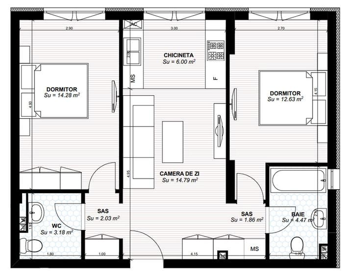 Apartament cu 3 camere în Ultracentral