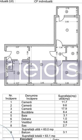 Apartament cu 3 camere semidecomandat în Ozana