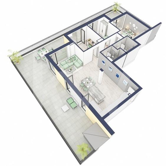 Penthouse cu 4 camere decomandat în Vest
