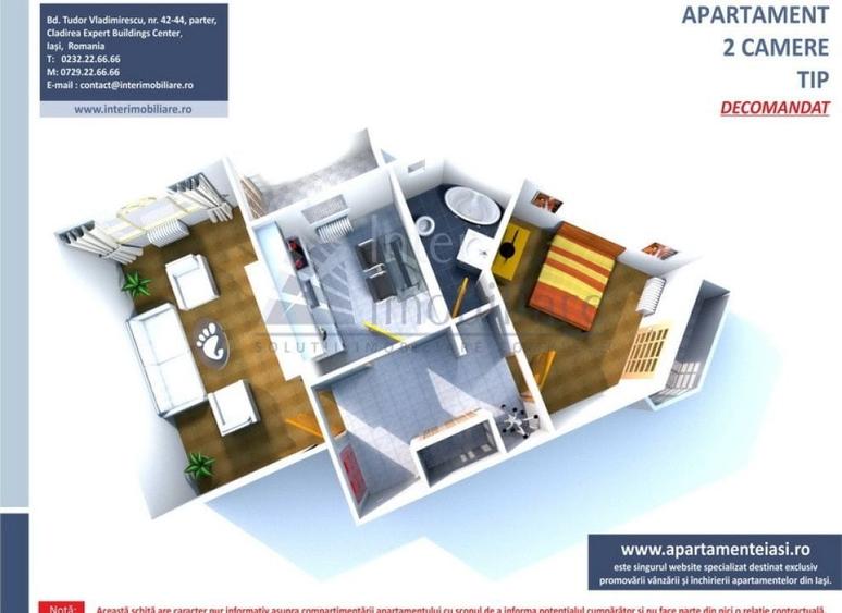 Apartament cu 2 camere decomandat în Nicolina