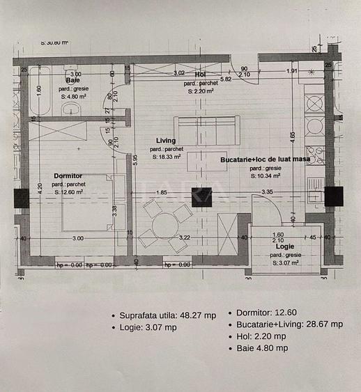 Apartament cu 2 camere semidecomandat, mobilat în Dâmbul Rotund