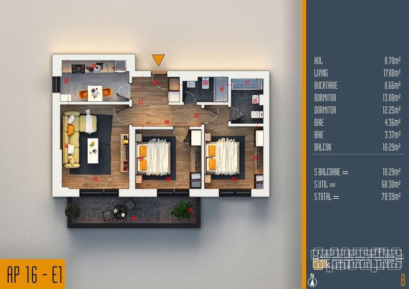 Apartament cu 3 camere decomandat în Theodor Pallady — fotografia 1