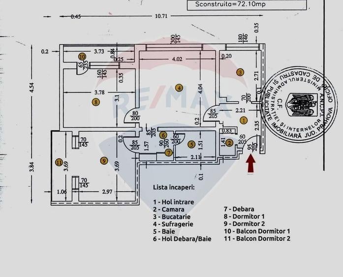 Apartament cu 3 camere semidecomandat în Nord