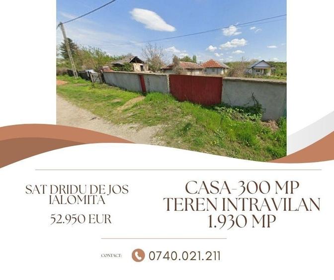 Casă cu 4 camere cu Teren 1930 Mp în Dridu