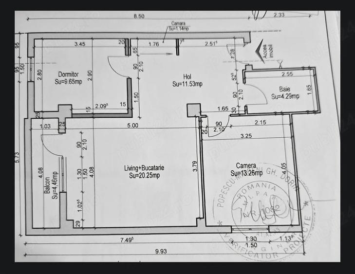 Apartament cu 3 camere decomandat în Km 5