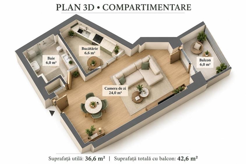 Garsonieră semidecomandată în Tei