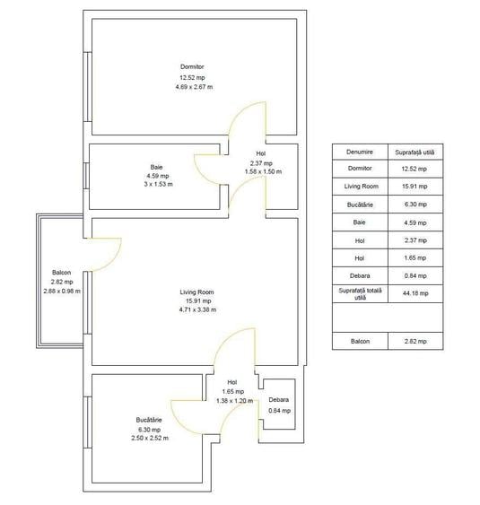 Apartament cu 2 camere semidecomandat, mobilat în Ultracentral