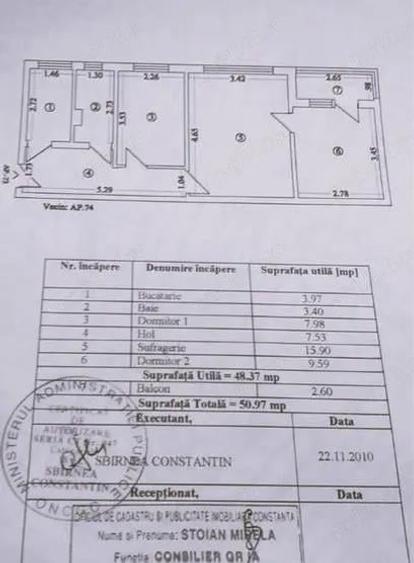 Apartament cu 3 camere semidecomandat, mobilat în Tomis Nord