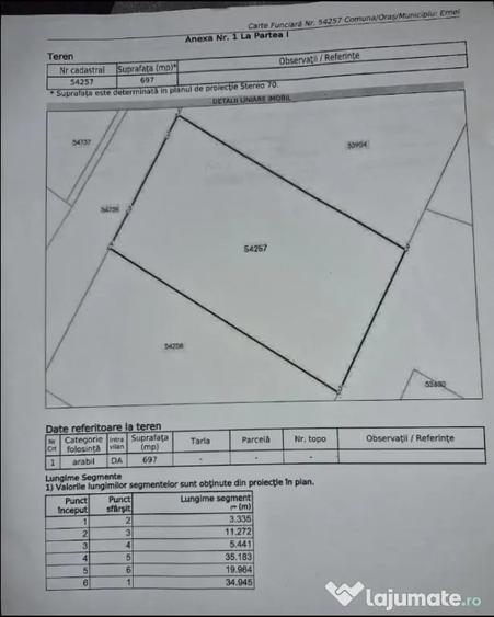 Teren de 697 mp, în Ernei