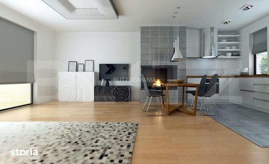 Casa noua mediteraneana, 3 camere, 105 mp utili, teren 630 mp, drum pr