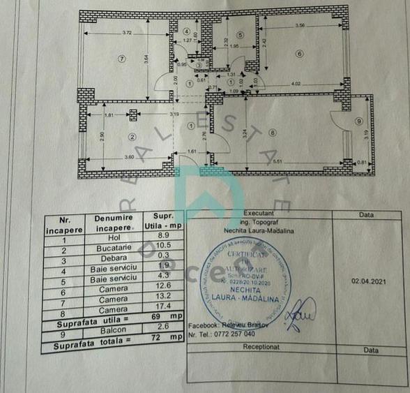 Apartament cu 3 camere decomandat în Răcădău