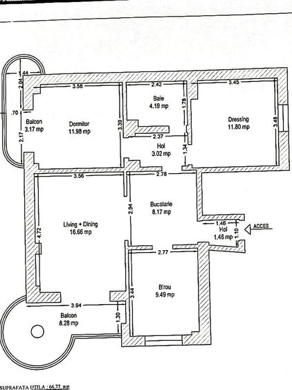 Apartament cu 4 camere semidecomandat în Aradului