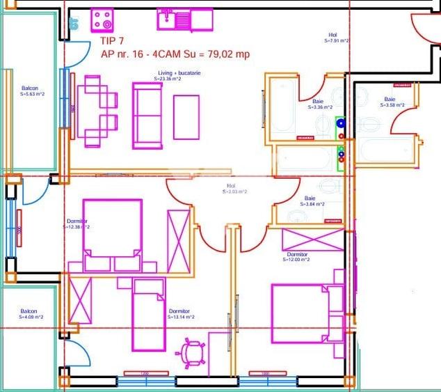 Apartament cu 4 camere decomandat în Mihai Viteazul