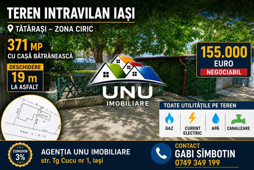 Teren Construcții intravilan de 371 mp, în Tătărași